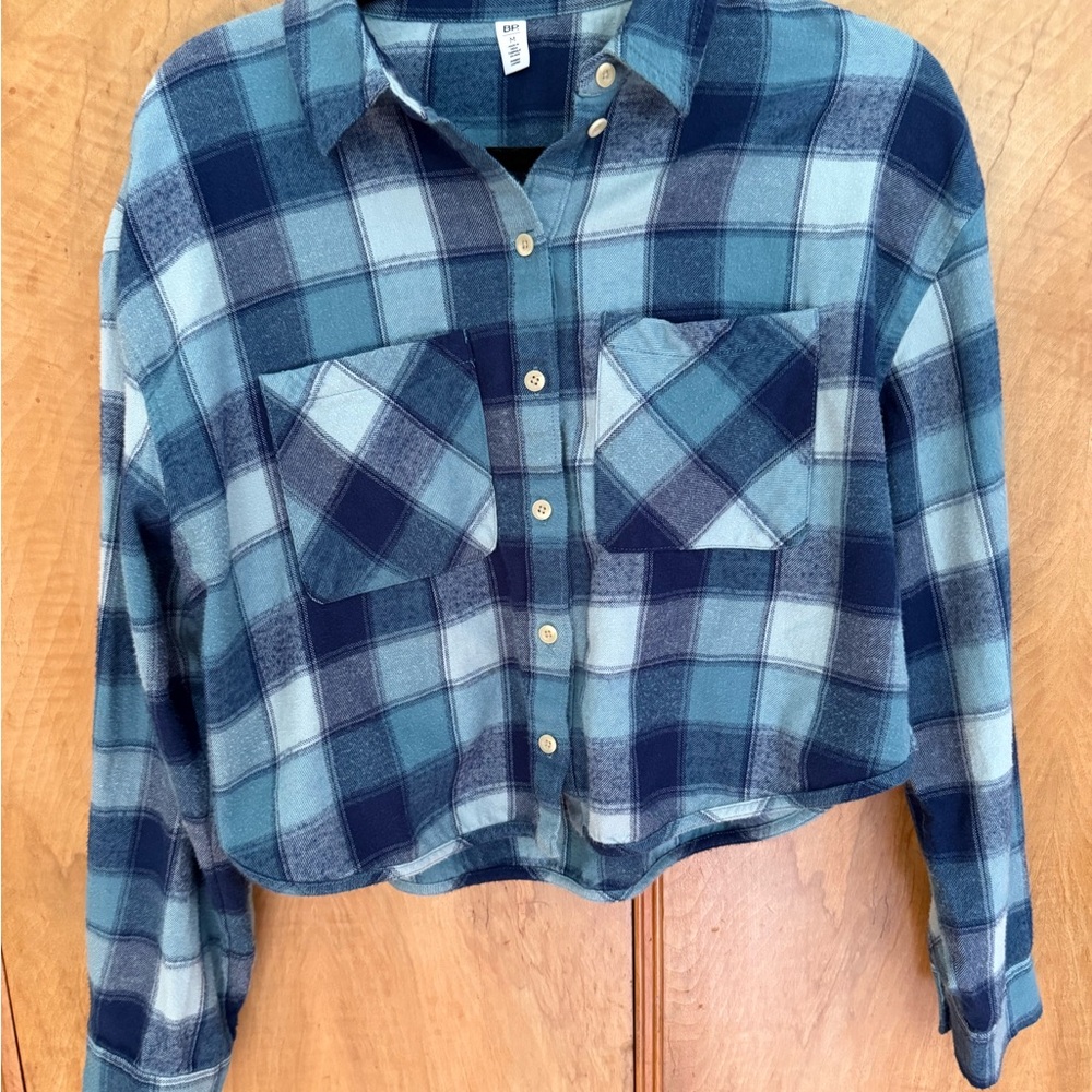 BP. Blue Plaid Button Down Flannel Shirt NWOT